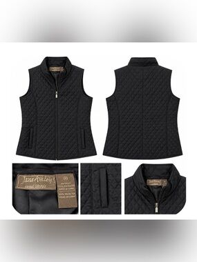 Jane Ashley Black Quilted Zip Up Vest Women’s Size M